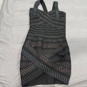 Fashion Nova Black and Multicolor Patterned Dress